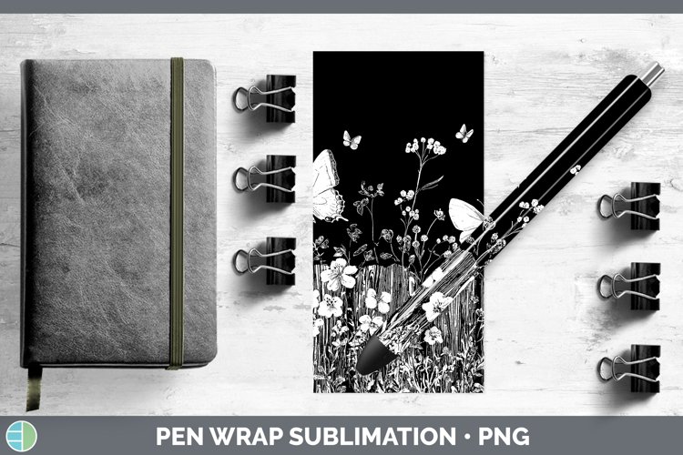 Linocut Cottage Butterfly Pen Wrap Sublimation Pen Designs