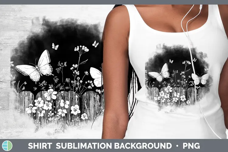 Linocut Cottage Butterfly Shirt Sublimation Sublimation Back