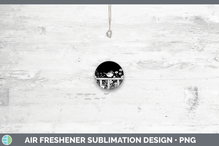 Linocut Cottage Chickadee Ornament Sublimation Bauble Design