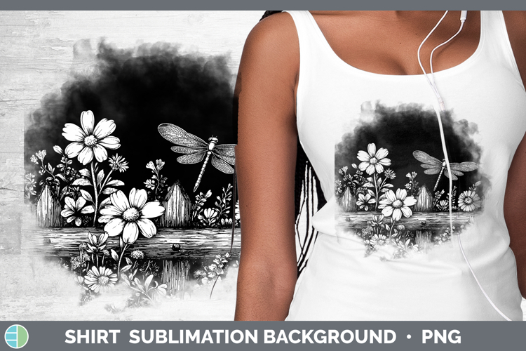Linocut Cottage Dragonfly Shirt Sublimation Sublimation Back