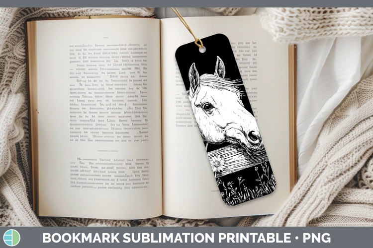 Linocut Cottage Horse Bookmark Sublimation Printable Designs