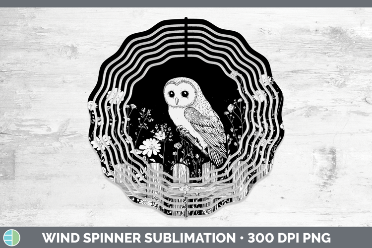 Linocut Cottage Owl Wind Spinner Sublimation Spinner Designs