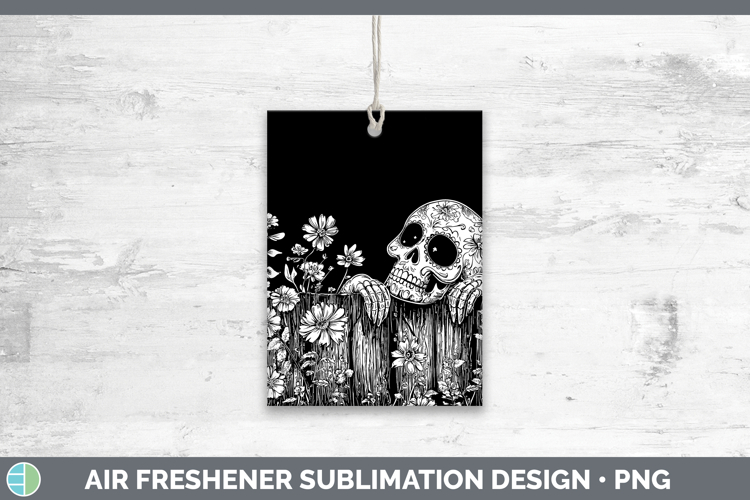 Linocut Cottage Sugar Skull Air Freshener Sublimation Car Fr