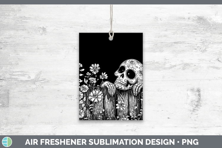 Linocut Cottage Sugar Skull Air Freshener Sublimation Car Fr