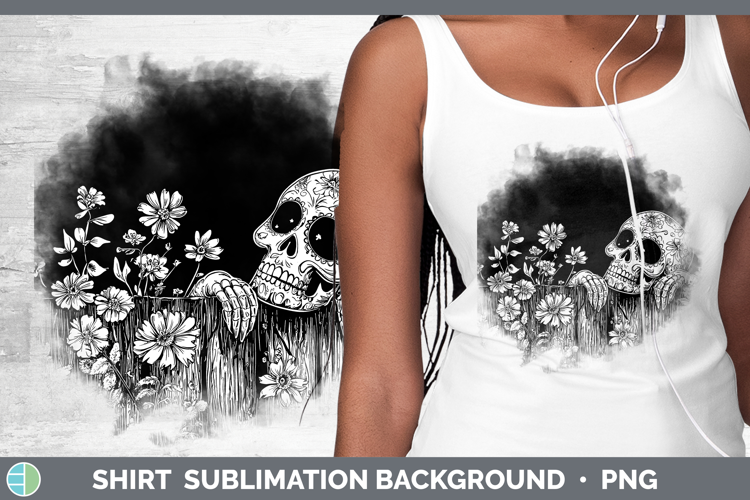 Linocut Cottage Sugar Skull Shirt Sublimation Sublimation Ba