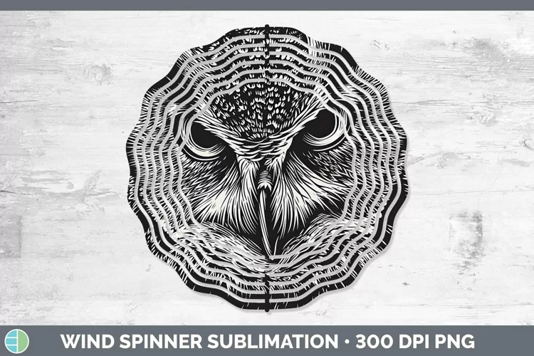 Linocut Owl Wind Spinner Sublimation Spinner Designs