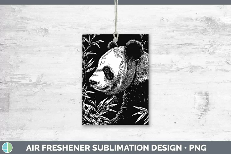 Linocut Panda Air Freshener Sublimation Car Freshener Design