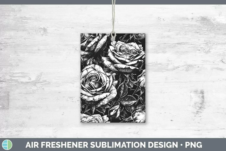 Linocut Rose Air Freshener Sublimation Car Freshener Designs