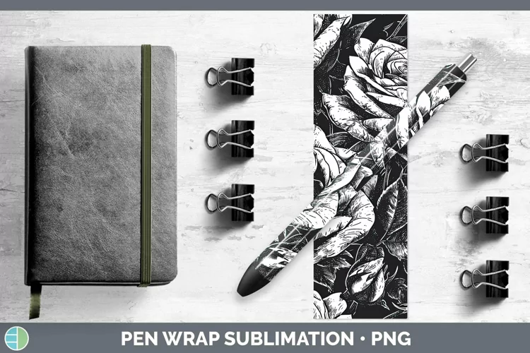 Linocut Rose Pen Wrap Sublimation Epoxy Pen Designs