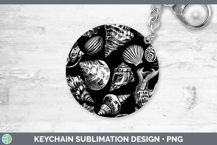 Linocut Seashell Keychain Sublimation Keyring Designs