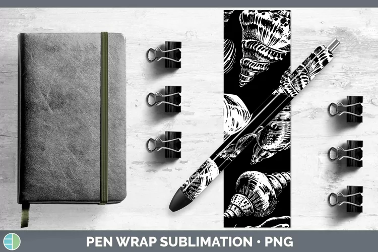 Linocut Seashell Pen Wrap Sublimation Epoxy Pen Designs