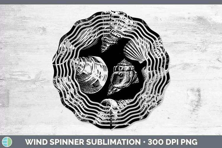 Linocut Seashell Wind Spinner Sublimation Spinner Designs