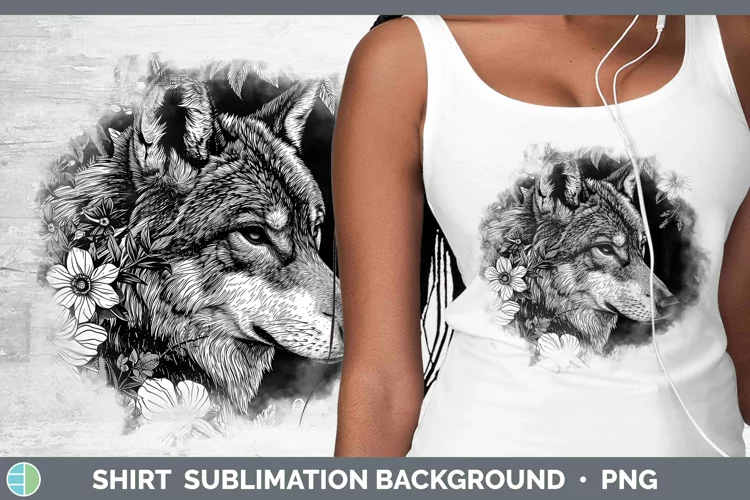 Linocut Wolf Shirt Sublimation Sublimation Background Design