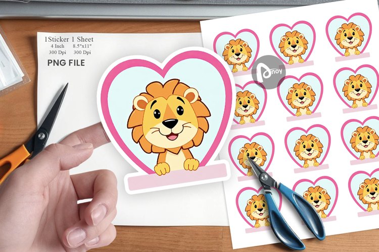 Sticker Heart Lion