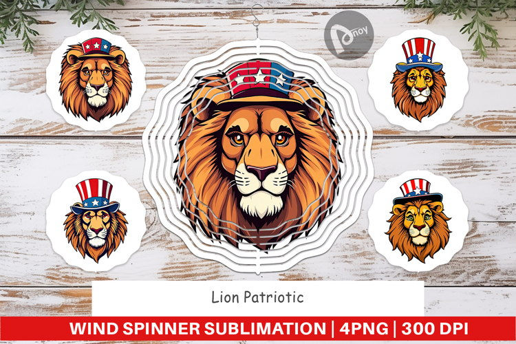 Wind Spinner Lion Patriotic