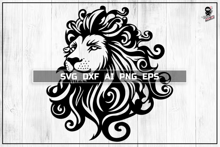 Curly Lion Portrait SVG, Safari Wild Animal Cut file DXF