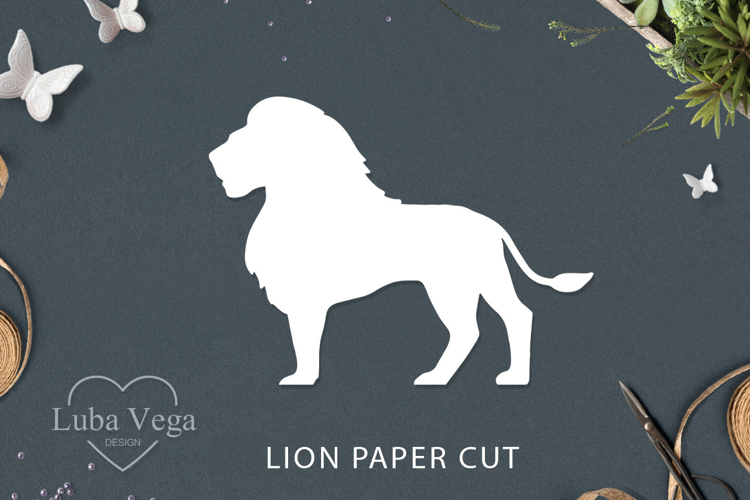 Lion silhouette template / Lion paper cut