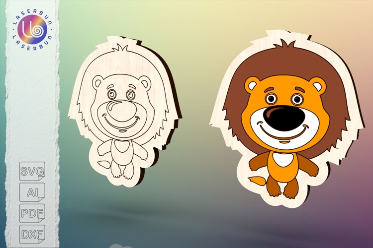 Little lion character vector, safari laser cut file