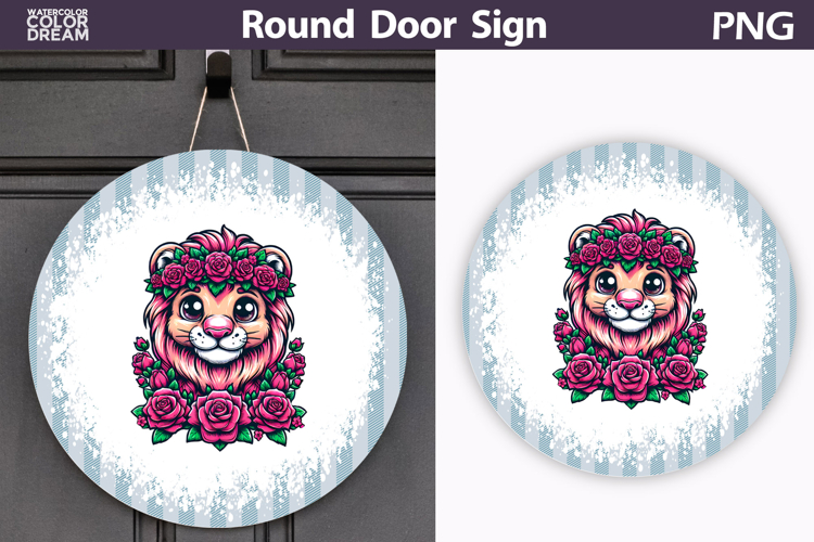 Lion Floral Round Sign | Mothers Day Sublimation