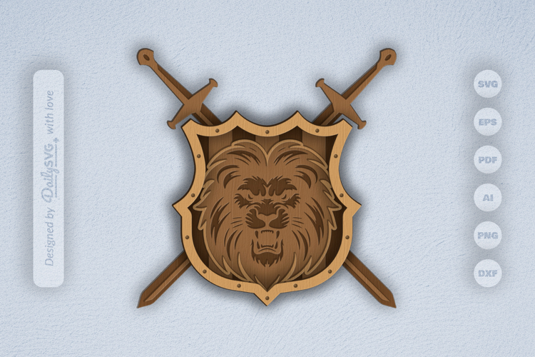 Lion Shield Layered Laser Cut