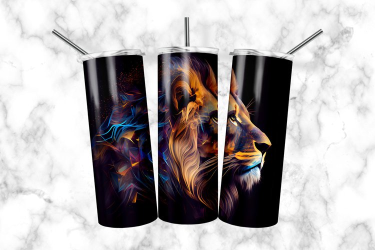 Lion 20 oz Skinny Tumbler Abstract Lion Tumbler Wrap