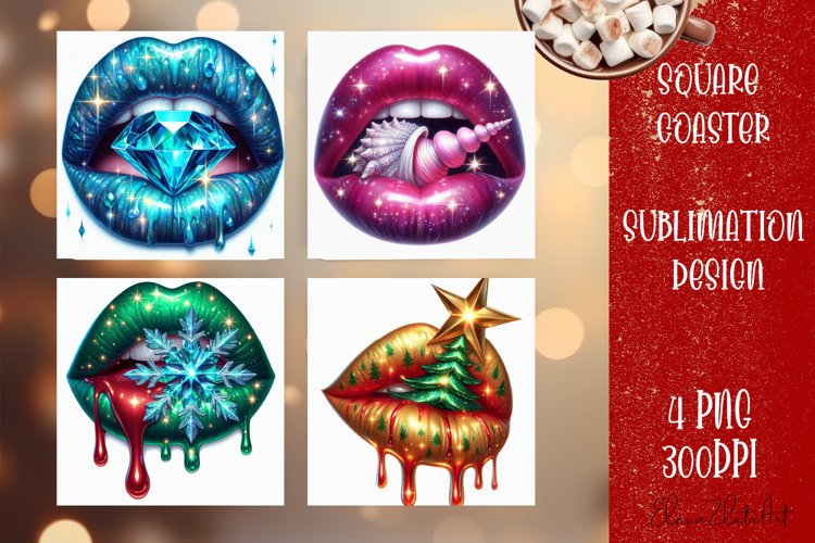 Christmas Car Coaster | Lips sublimation fashion