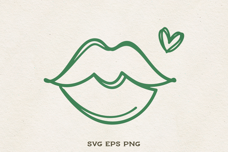 Lucky Lips SVG | Kiss Line Art | St Patricks Day Clipart PNG example image 1