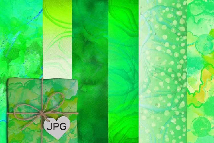 Liquid abstract green watercolor digital scrapbook papers