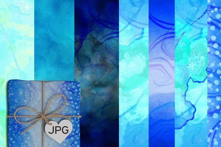 Liquid abstract winter blue watercolor digital papers