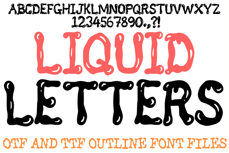 Liquid Letters Alphabet Font Dripping Ink ABC OTF TTF Type