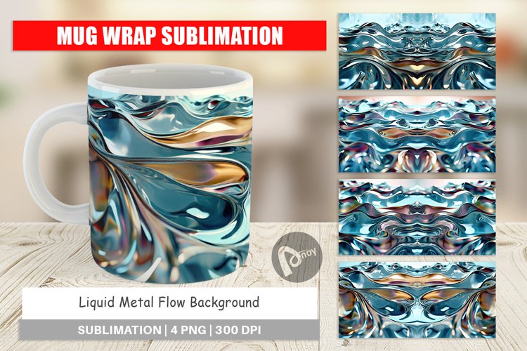 Mug Wrap Design Liquid Metal Flow
