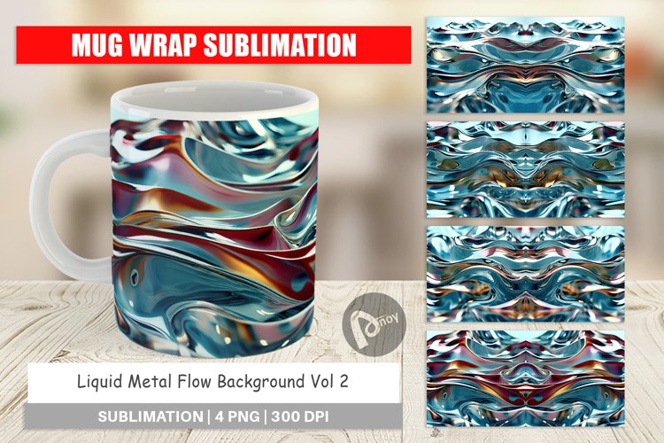 Mug Wrap Design Liquid Metal Flow