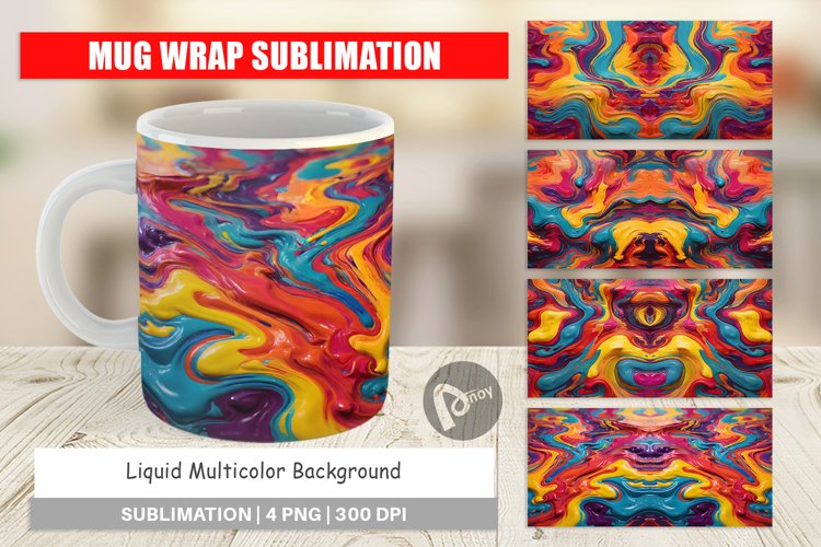 Mug sublimation design Liquid Multicolor example image 1