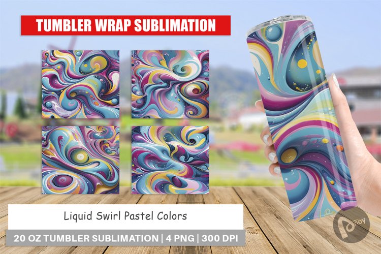 Tumbler Wrap Pastel Liquid Swirl