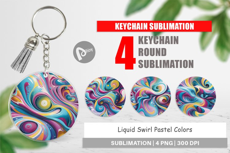 Keychain Pastel Liquid Swirl