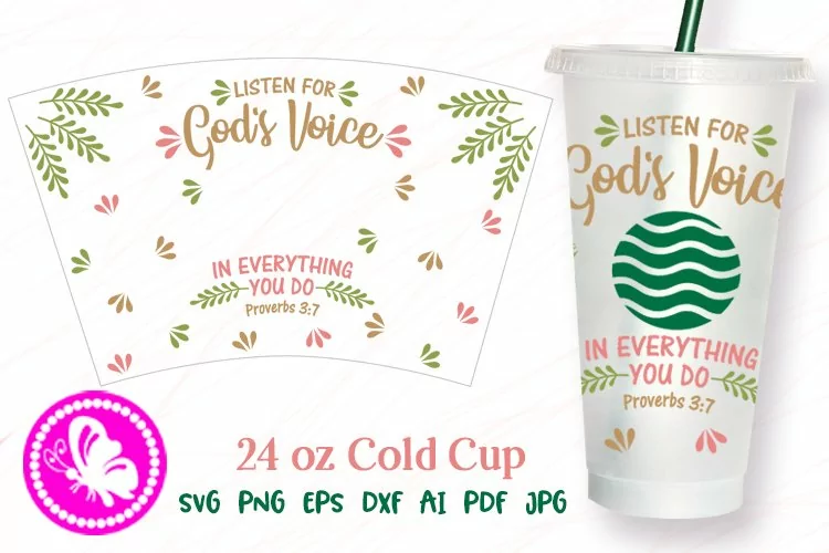 Listen for Gods voice 24oz cold cup wrap 24 oz Tumbler mug