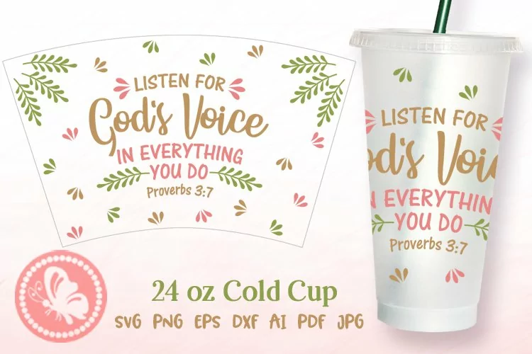 Listen for Gods voice Tumbler 24OZ cold cup wrap Bible art