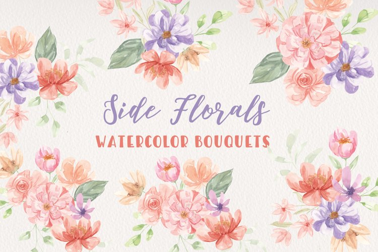7 Flowers Watercolor Pastel Bouquets Pretty Florals Wedding