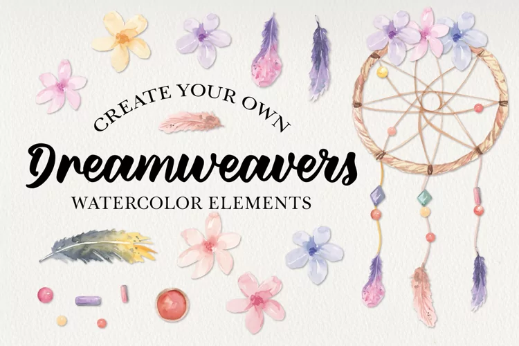 Dreamweaver Watercolor Feather Flowers Beads Florals Boho