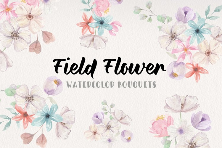 Field Flowers Watercolor Pastel Bouquets Pretty Florals