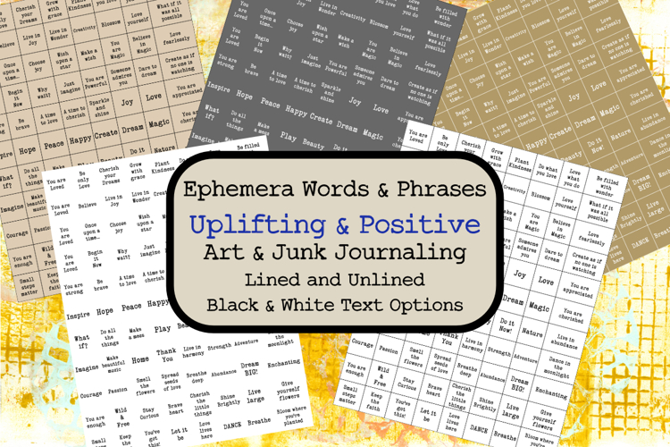 Uplifting Encouraging Ephemera Words for Art Junk Journaling