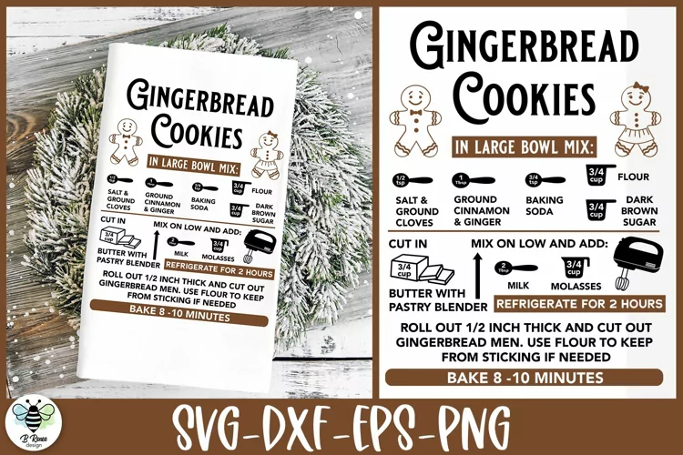 Gingerbread Cookie Recipe SVG | Holiday Baking PNG