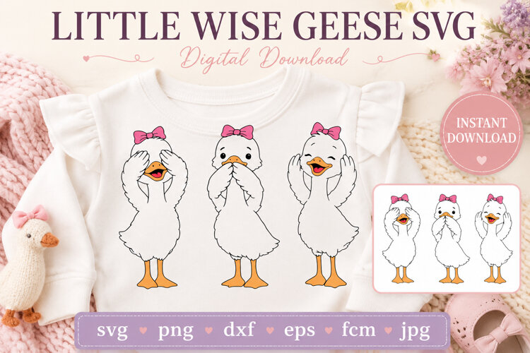 Three Wise Goose SVG | See Hear Speak No Evil example image 1