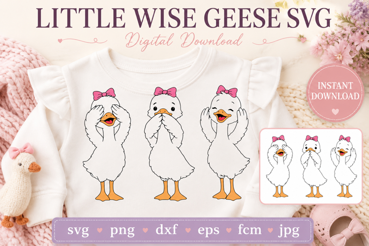 Three Wise Goose SVG | See Hear Speak No Evil