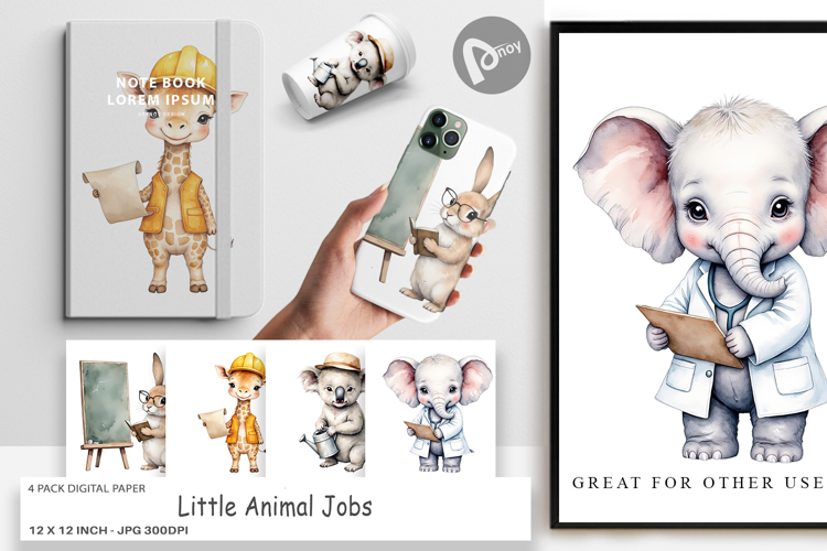 Digital Paper Little Animal Jobs