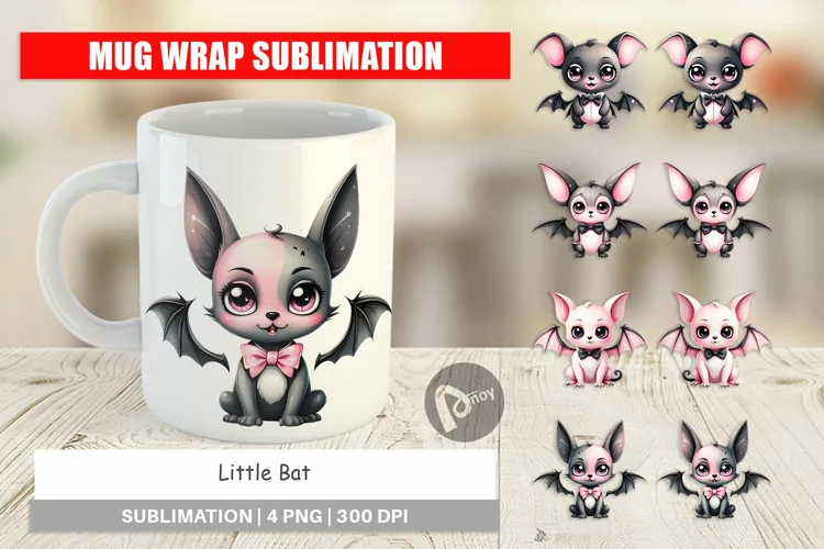 Mug Wrap Design Little Bat Sticker