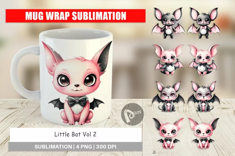 Mug Wrap Design Little Bat Sticker