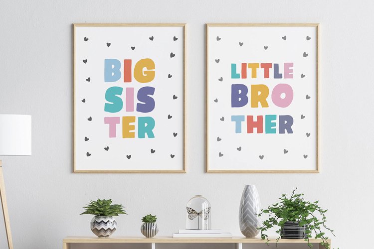 Big Sister Little Brother Wall Art Bro And Sis bedroom Art