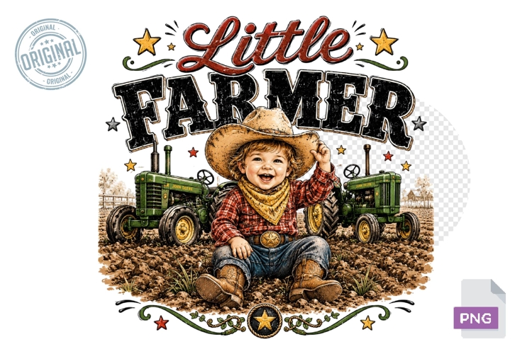Little Farmer PNG, Farm Boy Tractor Shirt Design, Country Ki