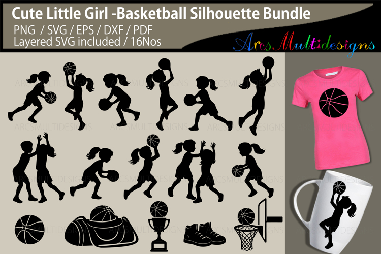 Cute Little girls playing basketball Bundle